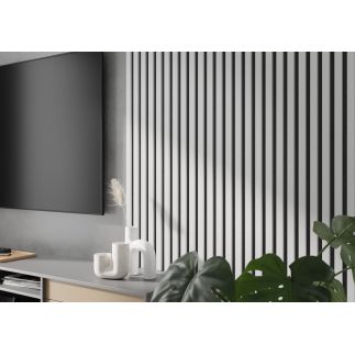 Lamela ścienna na czarnym filcu - biały lamel