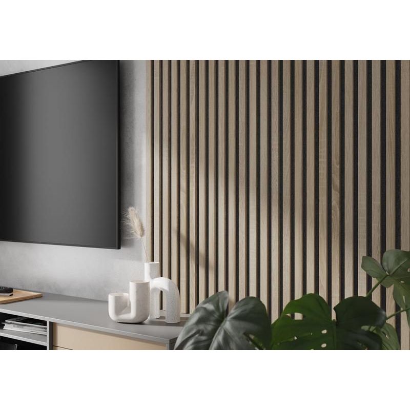 Lamela ścienna na czarnym filcu - dąb sonoma lamel - Lamele ścienne na filcu - 279,00 zł