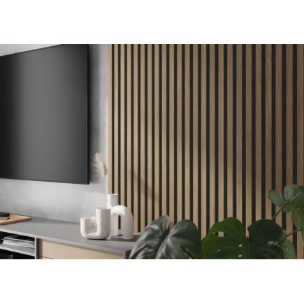 Lamela ścienna na czarnym filcu - dąb natura lamel