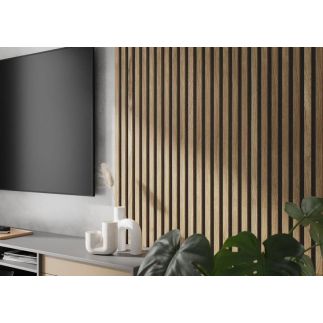 Lamela ścienna na czarnym filcu - fornir dąb lamel