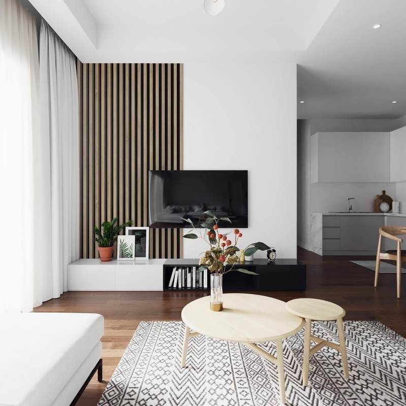 Lamela ścienna na szarym filcu - fornir dąb lamel - Lamele ścienne na filcu - 379,00 zł