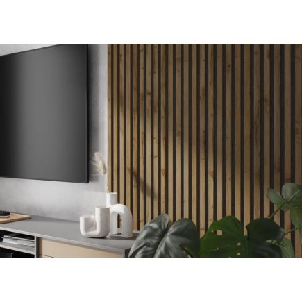 Lamela ścienna na czarnym filcu - dąb wotan lamel