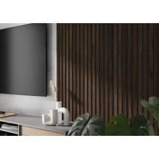 Lamela ścienna na czarnym filcu - orzech klasyczny lamel