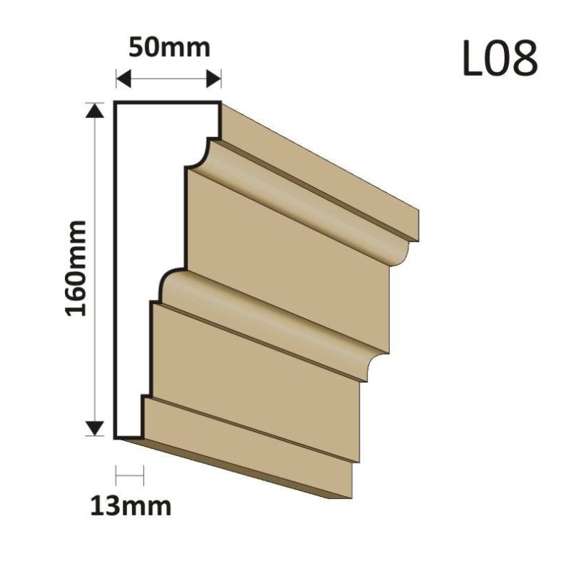 LISTWA ELEWACYJNA L08 50X160MM - Listwy elewacyjne - 36,90 zł