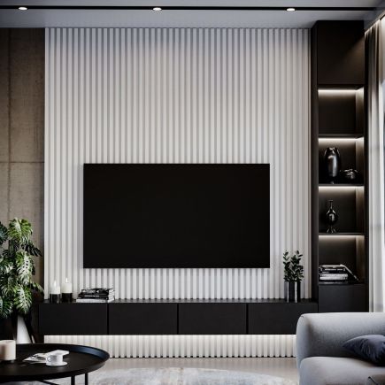 Lamela ścienna na czarnym filcu - grafit lamel