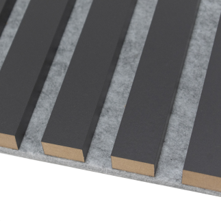 Lamela ścienna na szarym filcu - grafit lamel