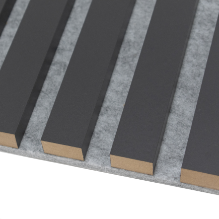 Lamela ścienna na szarym filcu - grafit lamel