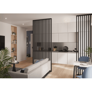 Ściana działowa z lameli na wymiar - ścianka z lameli - CZARNY MAT