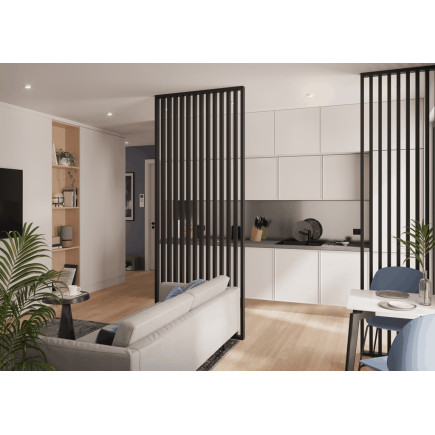 Ściana działowa z lameli na wymiar - ścianka z lameli - CZARNY MAT