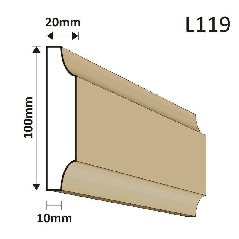 LISTWA ELEWACYJNA L119 20X100MM - Listwy elewacyjne - 33,21 zł