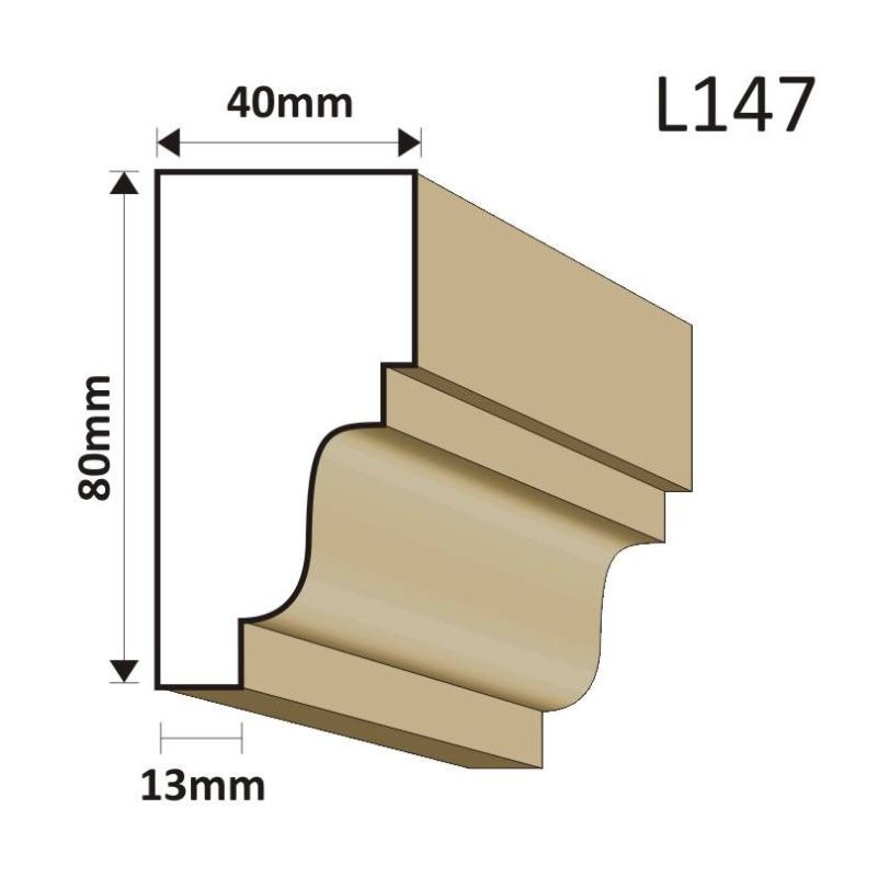 LISTWA ELEWACYJNA L147 40X80MM - Listwy elewacyjne - 33,21 zł