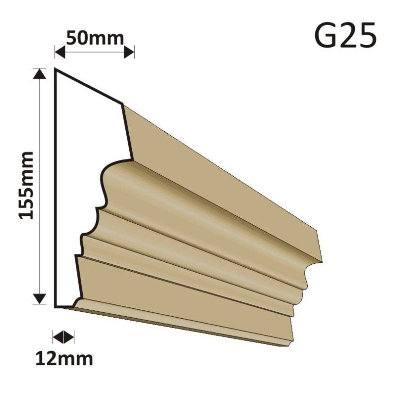 GZYMS ELEWACYJNY G25 50X155MM - Gzymsy elewacyjne - 73,80 zł