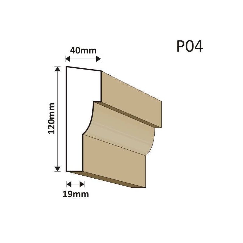 LISTWA PODOKIENNA P04 40X120MM - Listwy podparapetowe - 34,44 zł