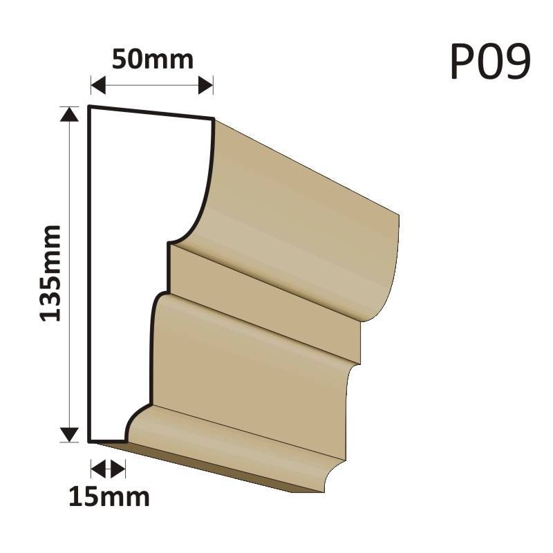 LISTWA PODOKIENNA P09 50X135MM - Listwy podparapetowe - 36,90 zł