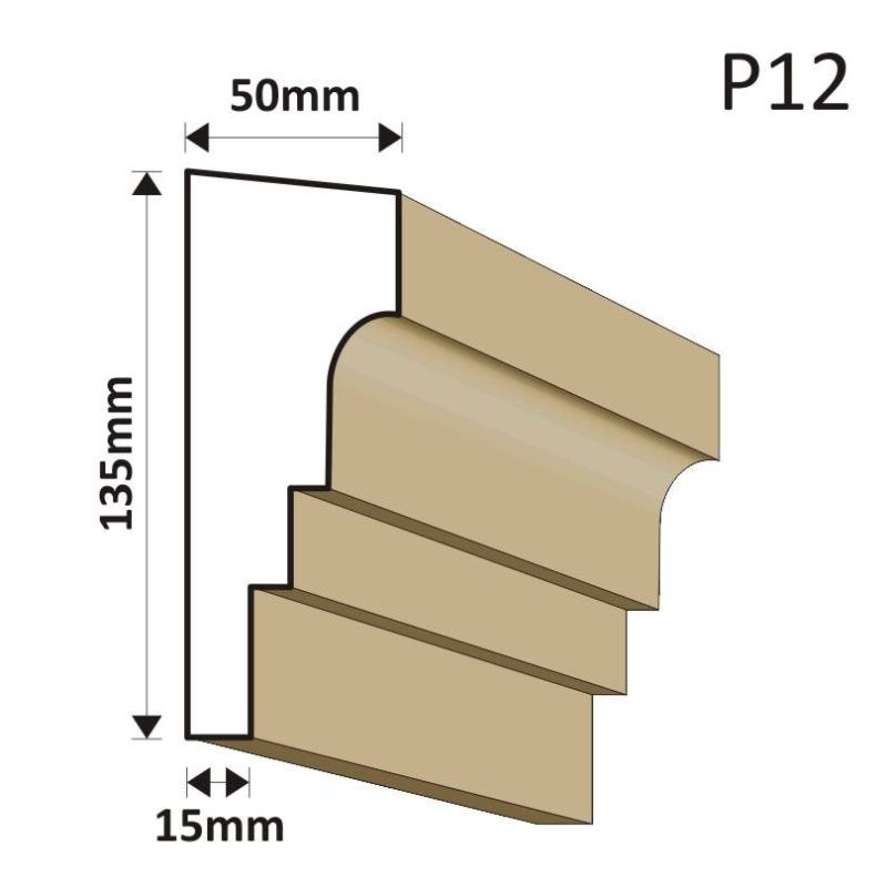 LISTWA PODOKIENNA P12 50X135MM - Listwy podparapetowe - 36,90 zł LISTWA PODOKIENNA P12 50X135MM - Listwy podparapetowe - 36,90 zł