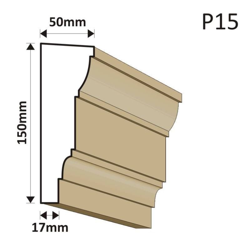 LISTWA PODOKIENNA P15 50X150MM - Listwy podparapetowe - 36,90 zł