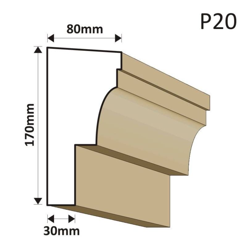 LISTWA PODOKIENNA P20 80X170MM - Listwy podparapetowe - 45,51 zł