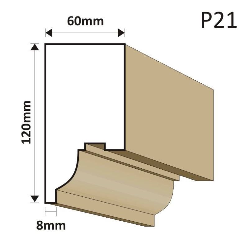 LISTWA PODOKIENNA P21 60X120MM - Listwy podparapetowe - 36,90 zł